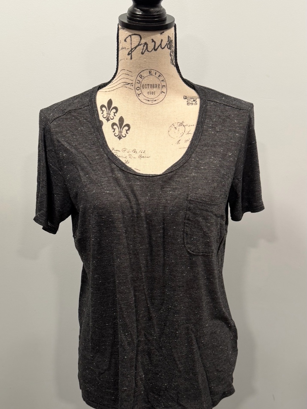 Women's Charcoal Scoop Neck Pocket Tee